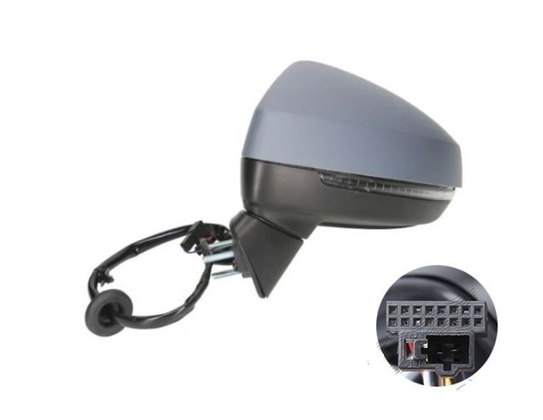 Oglinda exterioara Audi A3, 06.20, partea stanga/dreapta, culoare sticla crom, sticla asferica, carcasa grunduita, cu incalzire, ajustare electrica,