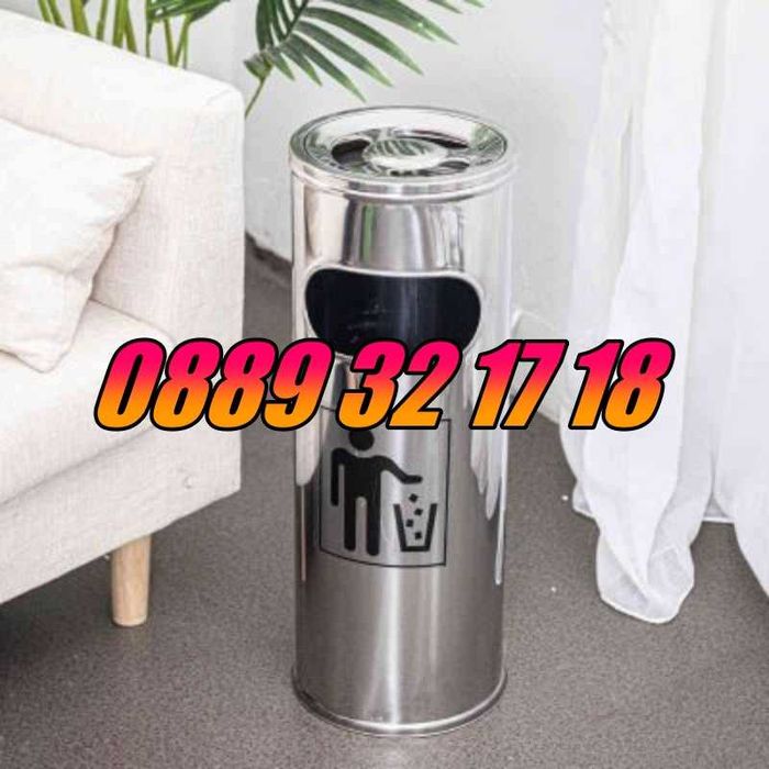 Иноксов външен пепелник, кошче за боклук с пепелник /3 размера/