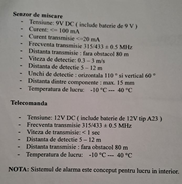 Sistem de alarma antiefractie