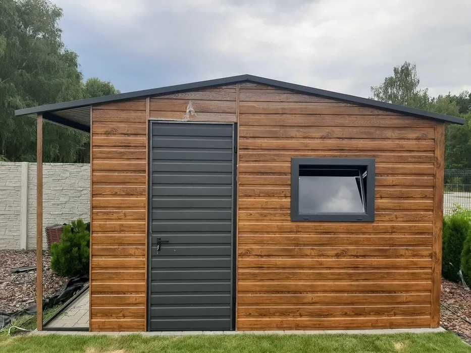Garaj 3 m × 5 m din tablă tip lemn • Fabricat în Polonia