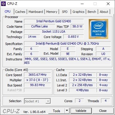 Процессор Intel Pentium Gold G5400 LGA 1151 v2