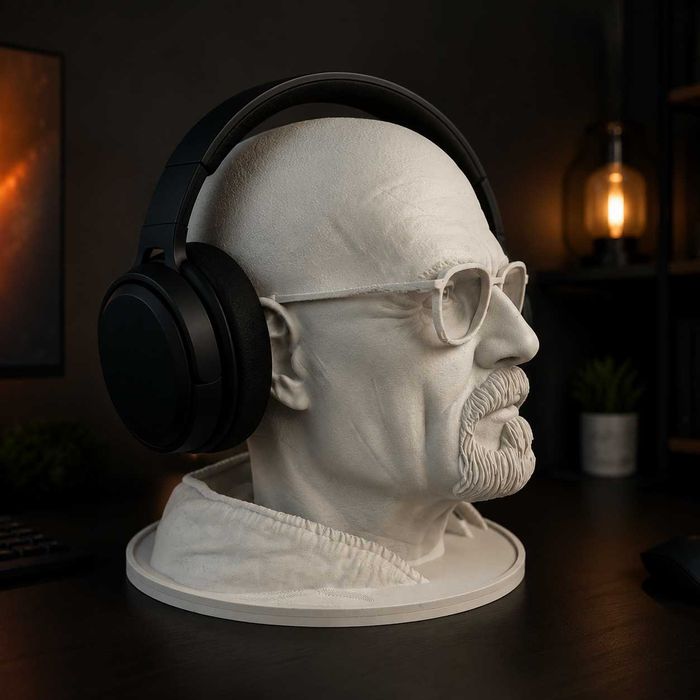 Suport pentru căști tip bust Heisenberg, decor pentru birou și setup gaming