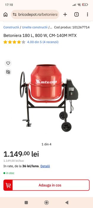 Betoniera Mtx 180L