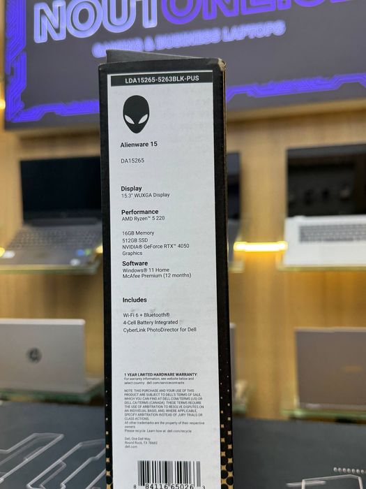 Noutbuk Dell Alienware 15 Ryzen 5 220 RTX4050 16/512GB 15.3’ Ips 165Hz