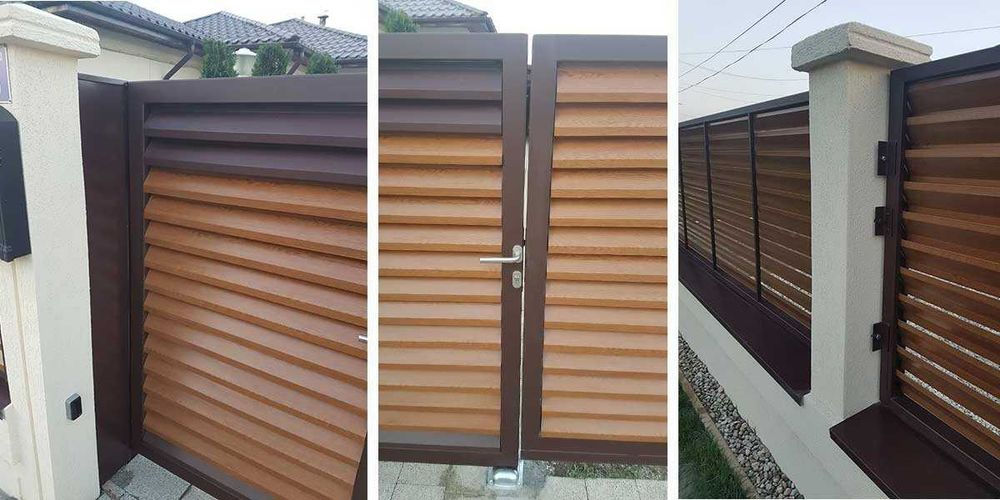 Garduri si porti din panouri stil jaluzele, sipca metalica, tabla cutata, plasa bordurata, fier forjat, BCA sau beton si alte modele disponibile