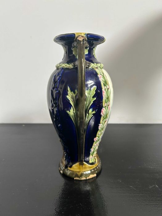 Vaza Art Nouveau portret doamna pictat manual,portelan glazurat.