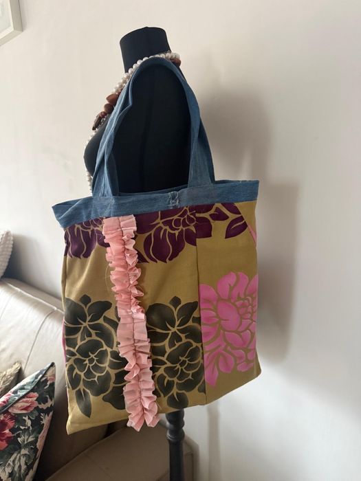 Деним чанта две лица шопър хенд мейд