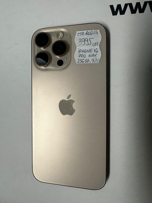 Iphone 16 Pro Max, 256GB, Bat.92%, Desert Titanium -T-