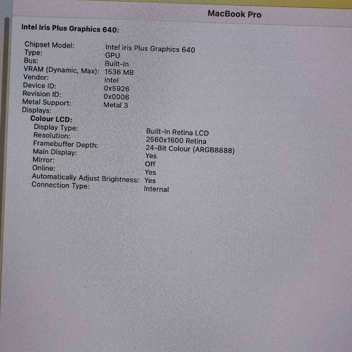 Лаптоп Apple MacBook Pro 13" (2017) i7 16 Ram 512 ssd