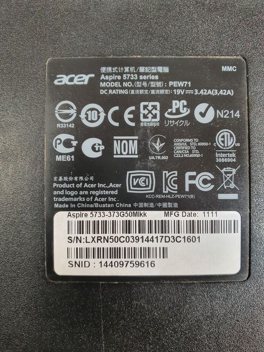 Acer Aspire 5733 на части