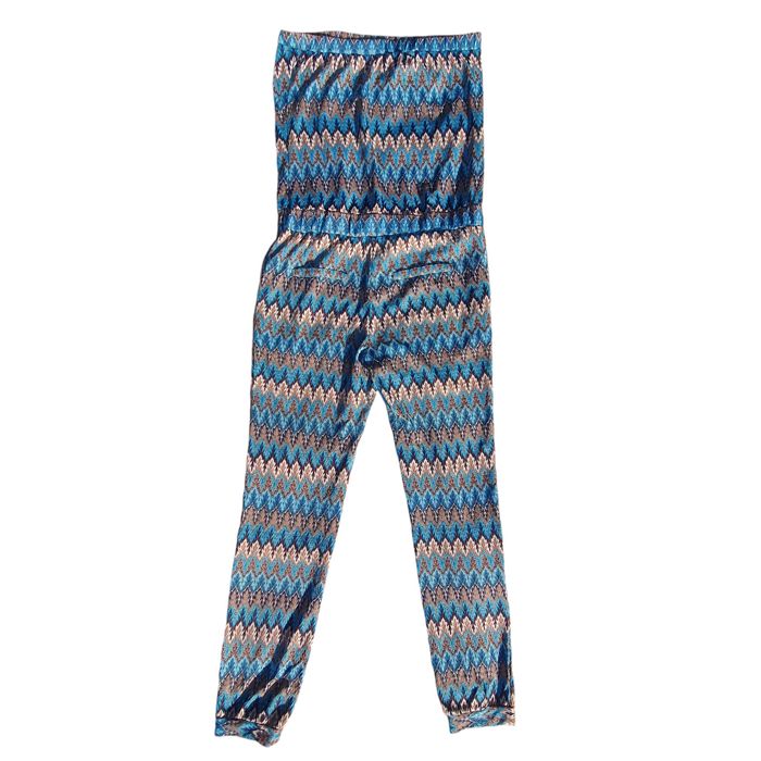 Salopeta M/L fara bretele, albastru si auriu, dama