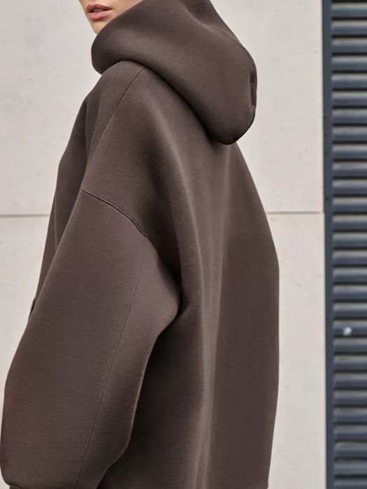 Зимнее коричновое худи с начесом