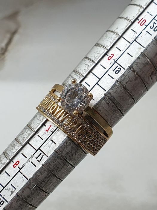 Inel din aur 14K cu zirconiu și mesaj „Seni Seviyorum” – mărimea 56