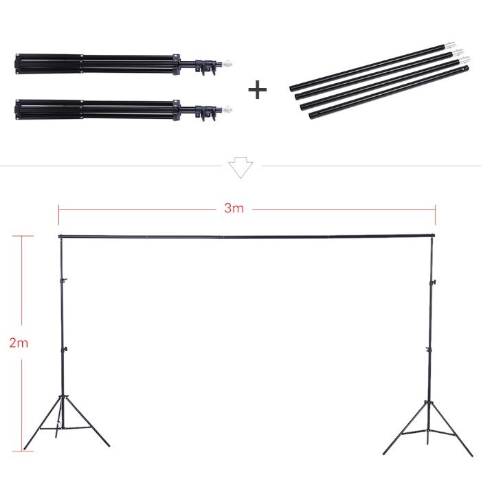 Kit foto studio suport 2x2m,3 Softbox,12x bec 45W + 3x panze VAN