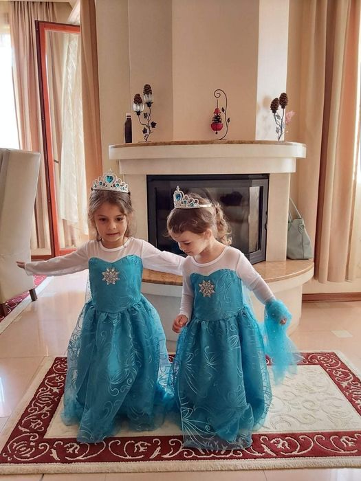 Рокли на Елза и Ана от Замръзналото кралство + Диадема плитка и жезъл!