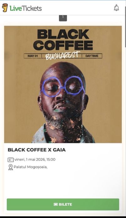 Vand bilet  gaia black coffee 1 mai last phase vip