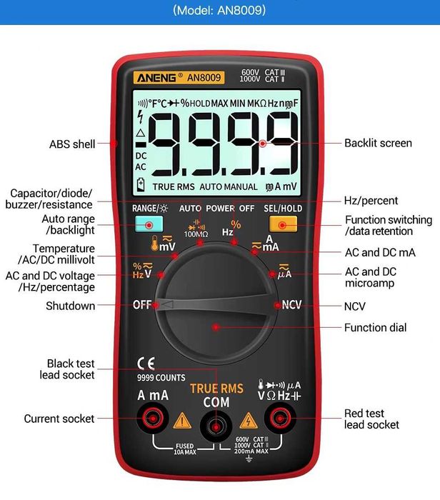 Мултиметър ANENG AN8009 True-RMS