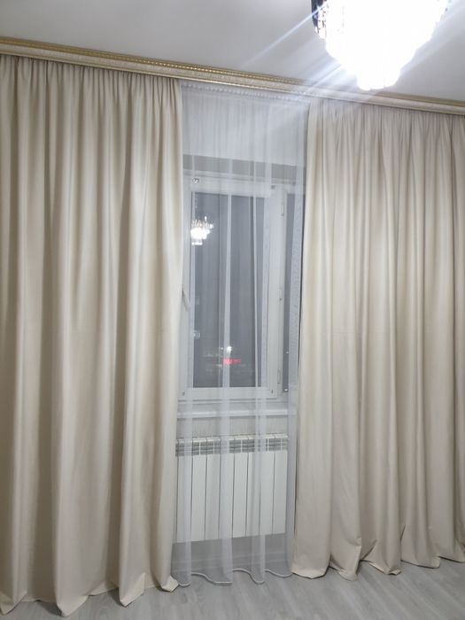 Портьеры бежевые  h=2,8 м