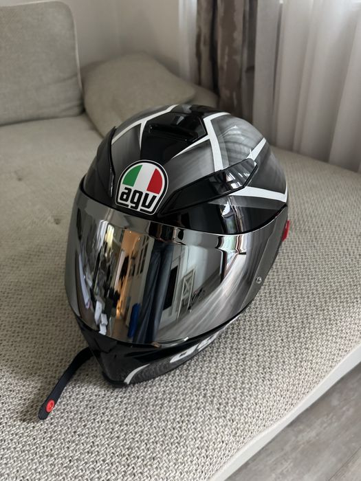 AGV K5 S full-face sport helmet in the "Tempest Black/Silver" graphic scheme