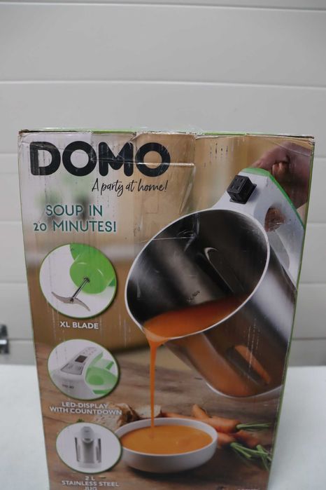 Уред за приготвяне на крем супа, DOMO, 2.2 литра, Soup Maker, неръждаема стомана/бял