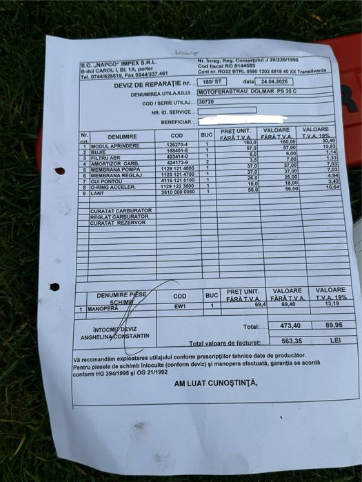 Drujba Profesionala DOLMAR PS 35-C, ca noua, revizie facuta!