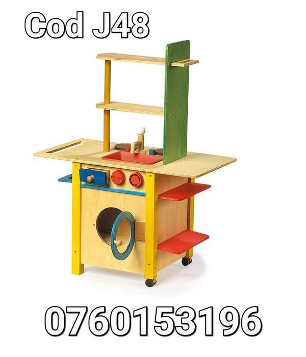 Bucatarie pt copii-3 in 1-Cu aragaz-chiuveta-masina de spalat-Nou- J48