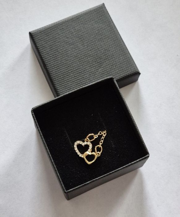 Дамско колие преплетени сърца - 18 к проба + ПОДАРЪК гривна!