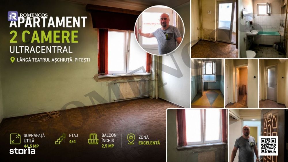 Locuieste ultracentral. Apartament cu 2 camere langa Teatrul Aschiuta