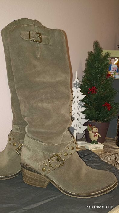 Италиански ботуши висококачествен естествен велур