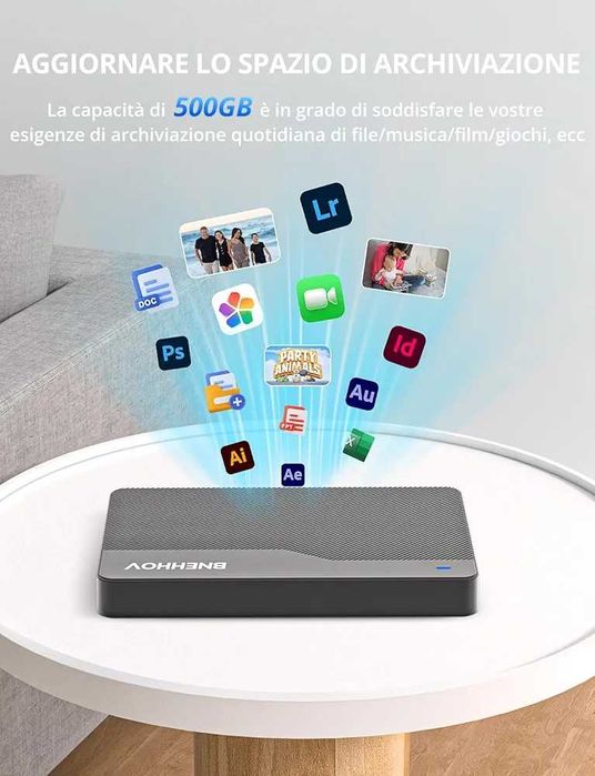 Нов Външен твърд диск BNEHHOV 500GB USB 3.0 Ултра тънък за PC, PS4, TV