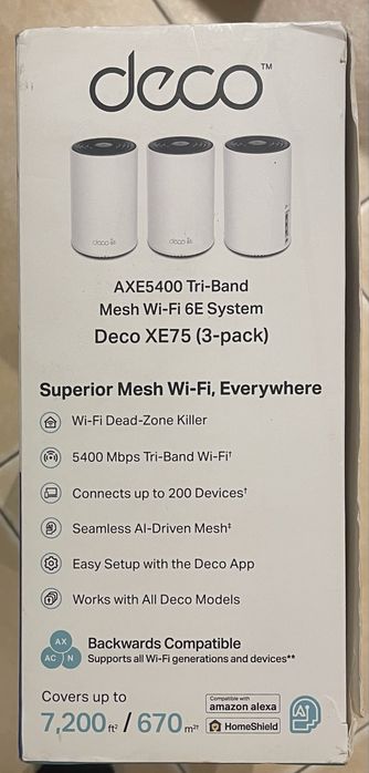 3-лентова безжична Wi-Fi6E TP-Link Deco XE75 AXE5400