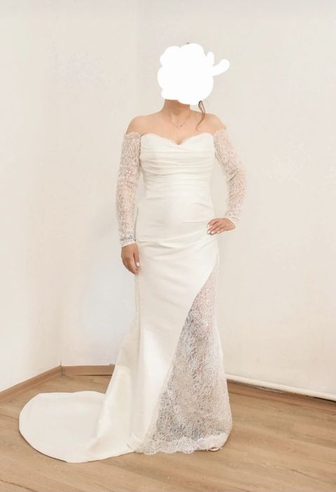 Rochie mireasă tafta si dantelă, fără defecte