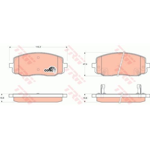 Set placute frana punte fata Trw GDB3369, Hyundai I10, 2008-2018, Hyundai I20 2008-2015, Kia Picanto 2004-2012