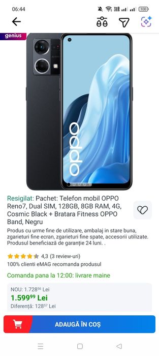 Telefon marca Oppo Reno 7.