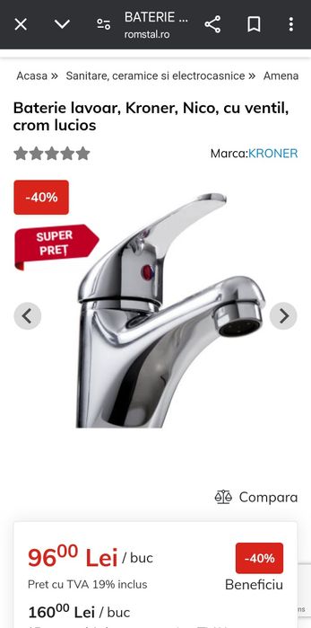 Set baterii cada/chiuveta kroner