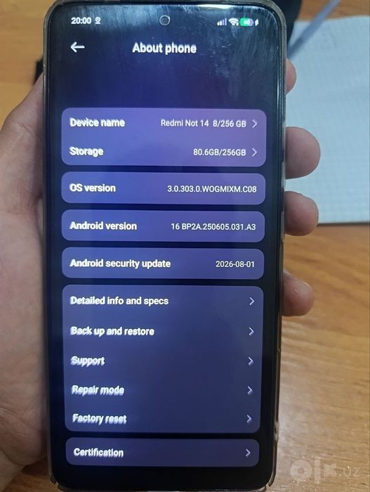 Redmi not 14 8/256 1.5 mln