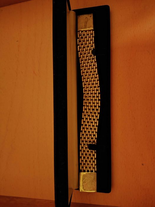 Гривна с плетен дизайн – позлатен метал, ретро стил