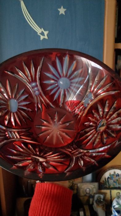 Bombonieră din cristal cu rubin