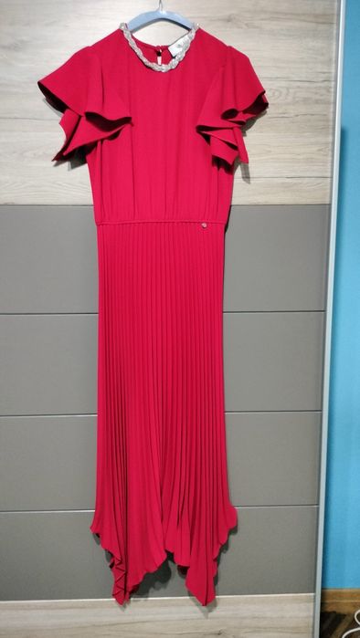 Rochie de seara  eleganta plisata cu aplicații din cristale,