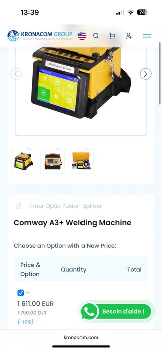 Aparat Fibra optică Fujikura Comway A3+