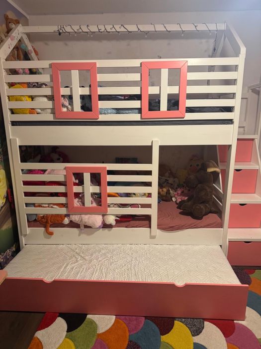 Pat etajat din lemn masiv