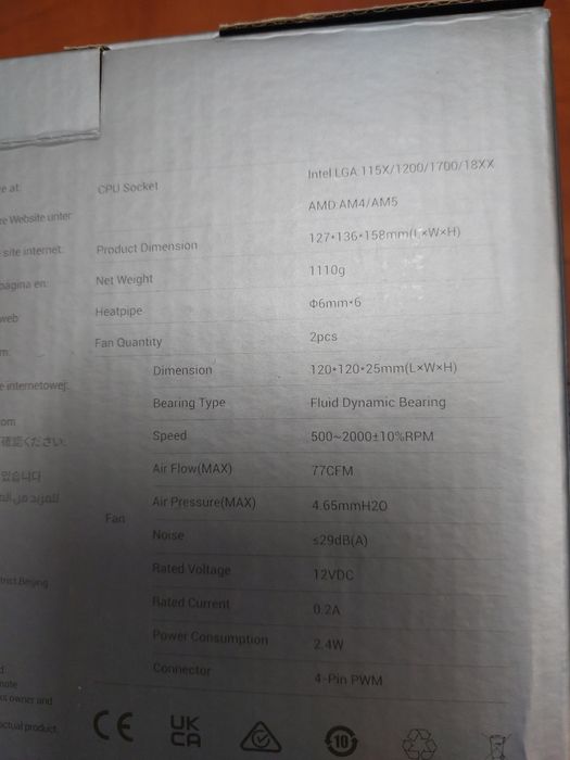 Cooler pe aer tower nou sigilat cu afisaj temp,negru,Ocypus Iota A62BK