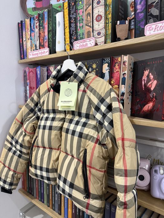 Geaca Burberry S check cropped puffer  noua new