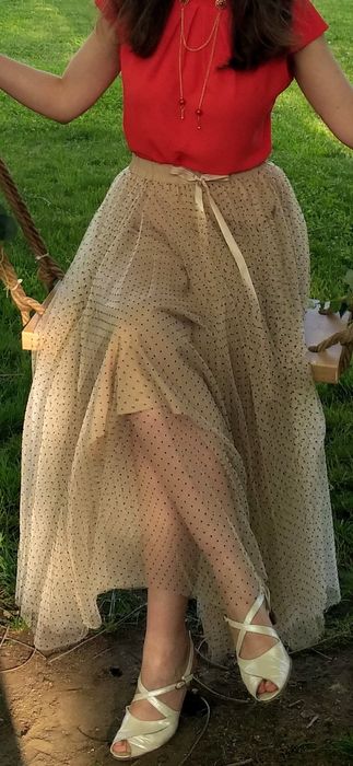 Fusta din tulle cu buline de catifea, m. S-M, Meli Melo