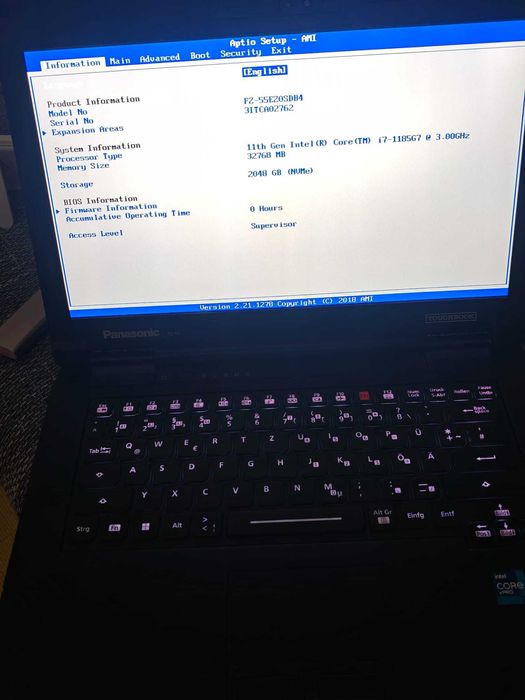 Ocazie ! Laptop Panasonic fz-55 Mk2 i7 11th Gen64GB 2Tb  NOU 0 ORE pt Service auto