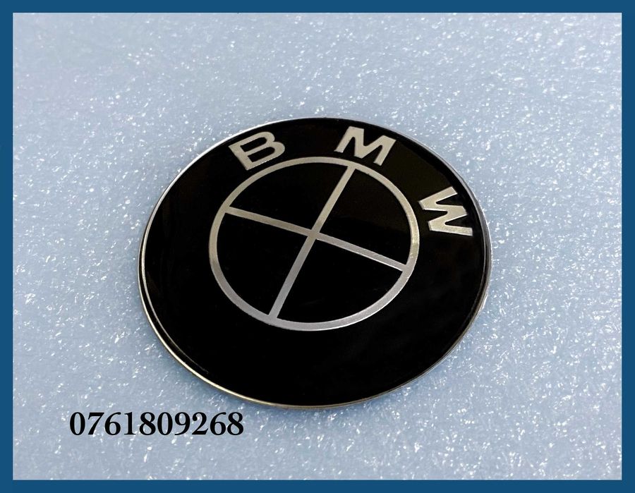 Emblema volan / logo autoadeziv BMW 45mm - seria 1 / 3 / 5 / 7 / X1 / X3 / X5 / X6 - negru