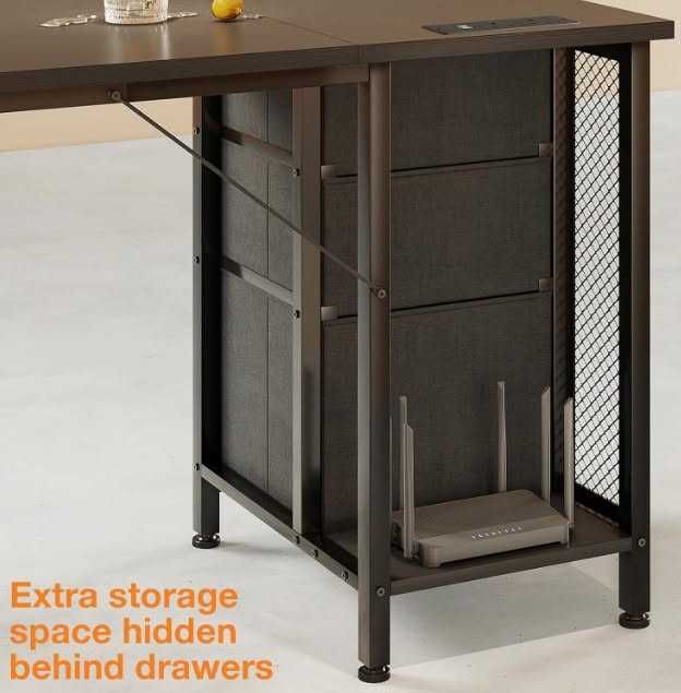 Бюро Coleshome с 6 чекмеджета, 160x52 см, вграден контакт и USB порт