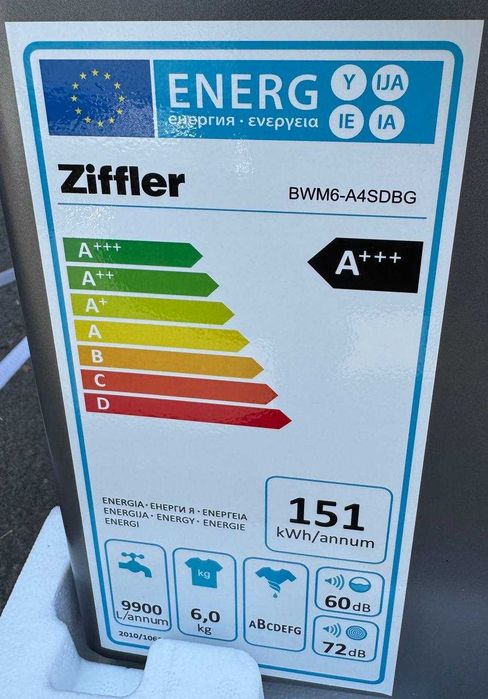 Стиральная машина Ziffler 6 кг BWM6-A4SDBG Inverter Steam A+++