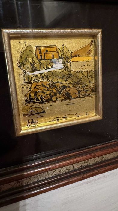 Винтидж малка, златно фолио– Италия, подпис.