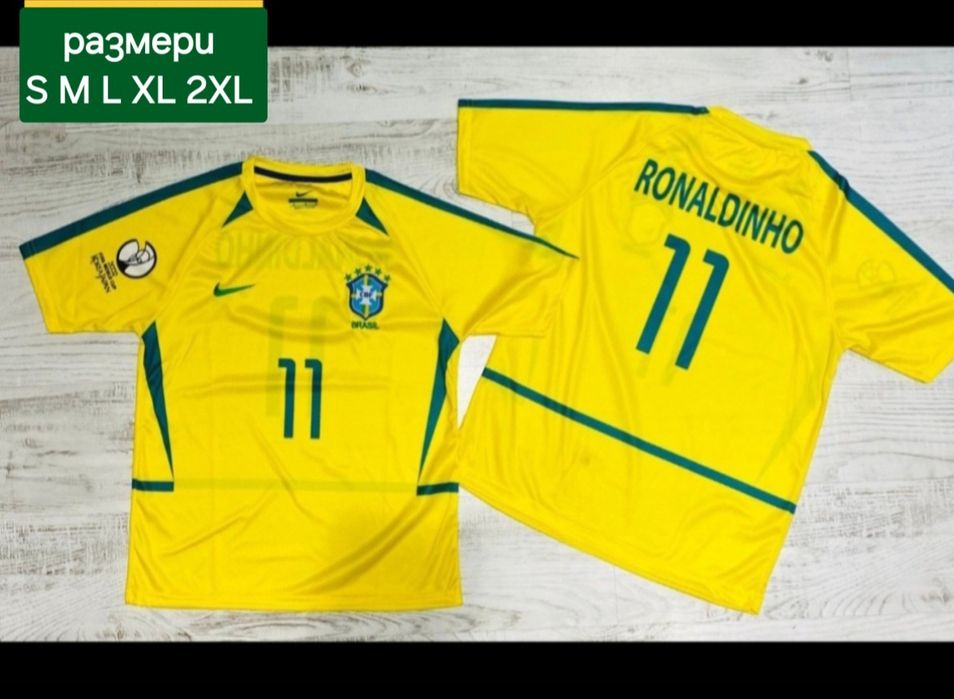 РЕТРО мъжки футболни тениски 9 RONALDO 11 RONALDINHO 8 STOICHKOV